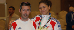 Lionel Plumenail (entraîneur national) et Ysaora, médaillée de bronze © FFE